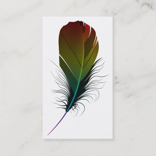 Customizable rainbow feather business card