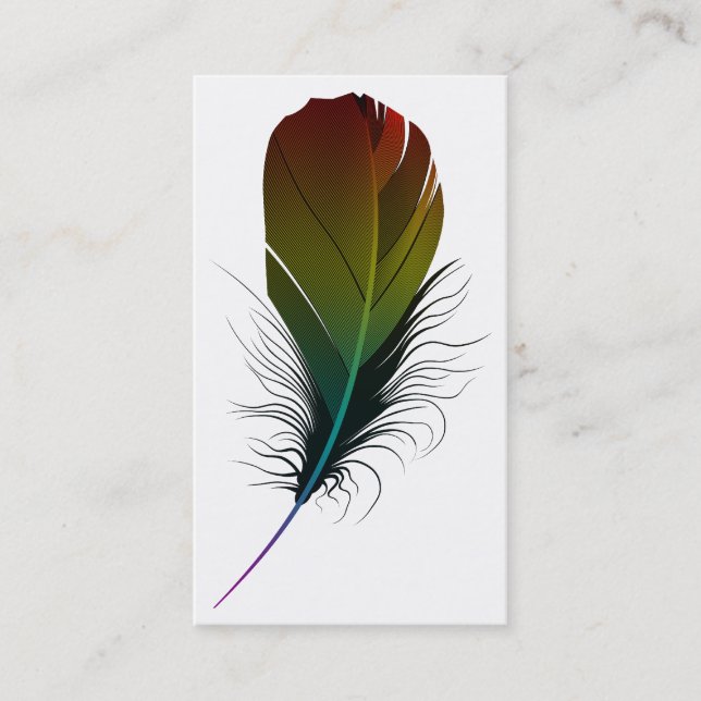 rainbow feather business card (Front)
