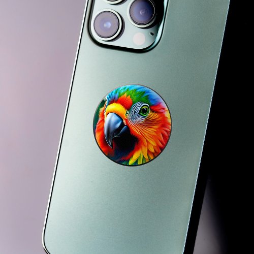 Rainbow Feather Parrot Colorful Fantasy Animal PopSocket