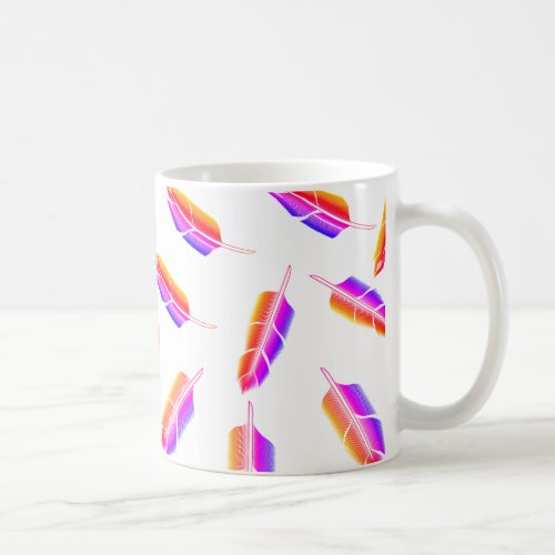 Rainbow Feather Pattern Coffee Mug