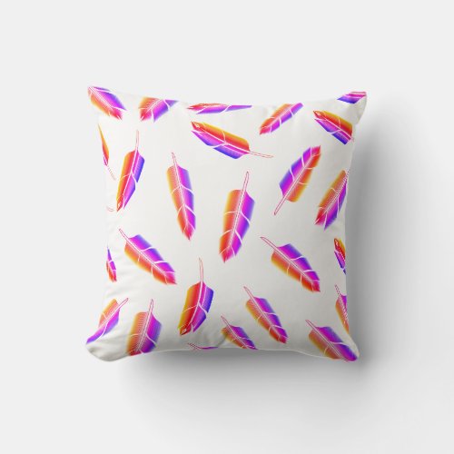 Rainbow Feather Pattern Throw Pillow