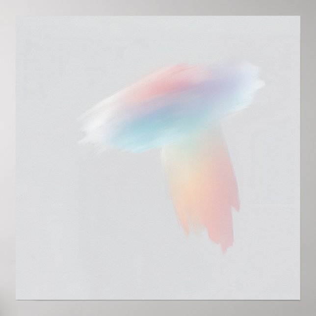Rainbow Feather Poster | Pastel Minimal Nature Wal (Front)