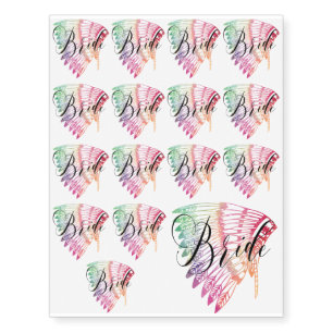 RAINBOW FEATHEREDHEADDRESS BRIDE TEMPORARY TATTOOS