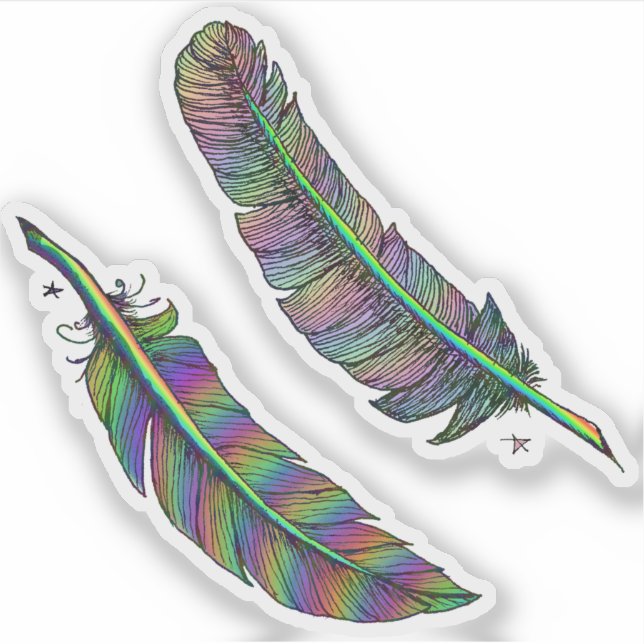 Rainbow Feathers Sticker (Front)