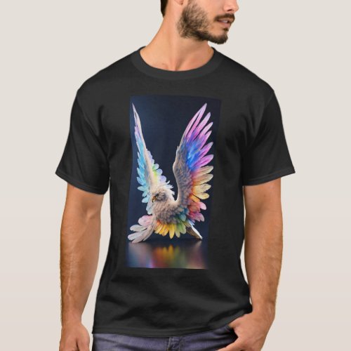 Rainbow Feathers Stunning Pigeon Design Tee T_Shirt
