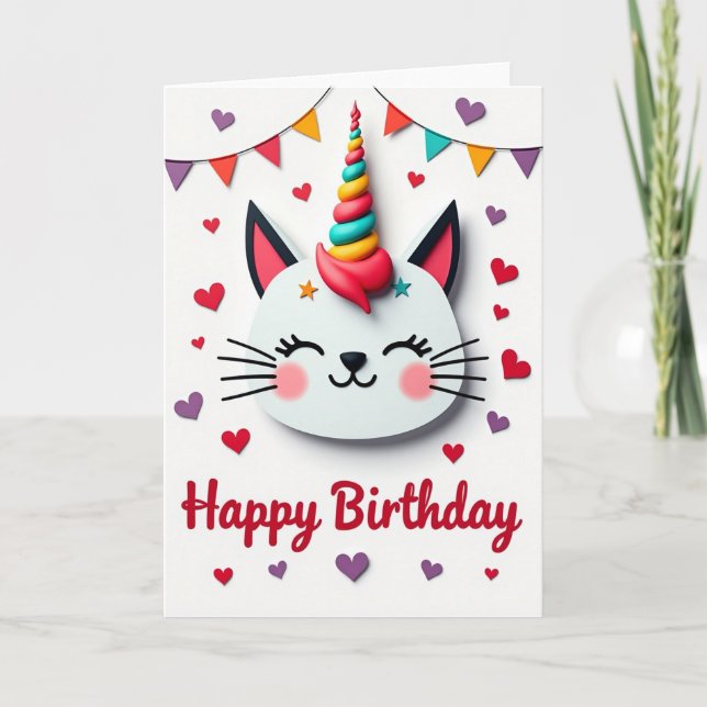 Rainbow Feline Birthday Card (Front)