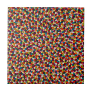 Rainbow Felt Ball Mosaic Rug Ceramic Tile
