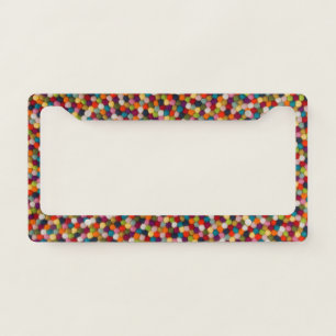 Rainbow Felt Ball Mosaic Rug License Plate Frame
