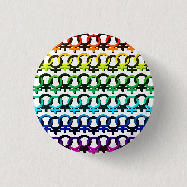 Rainbow Feminist Symbol - Community Chain pattern Button (Front)