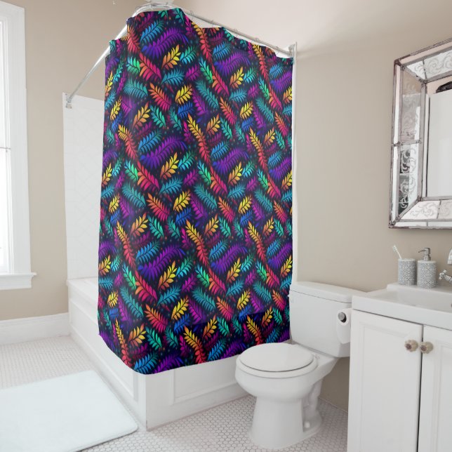 Rainbow Ferns Shower Curtain (In Situ)