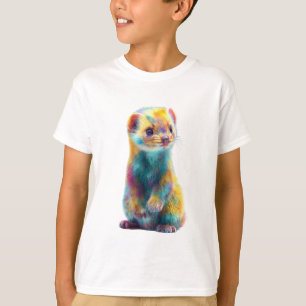 Rainbow Ferret Weasel Illustration Kids T-Shirt