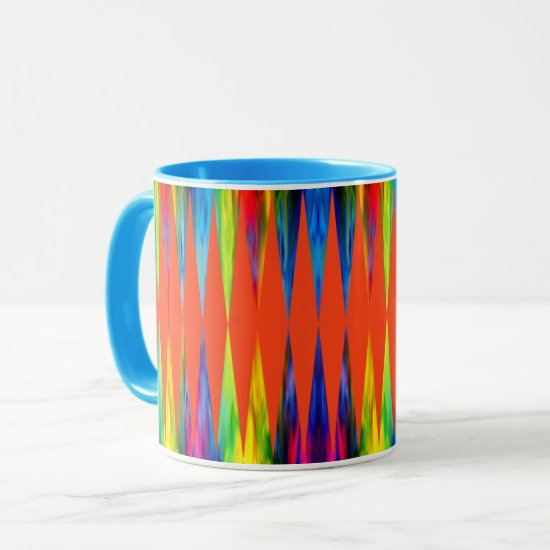 [Rainbow Fiesta] Bright Harlequin Geometric Mug