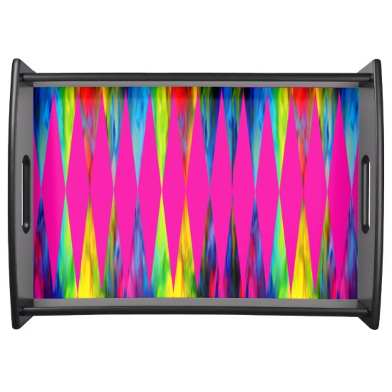 [Rainbow Fiesta] Bright Harlequin Geometric Serving Tray