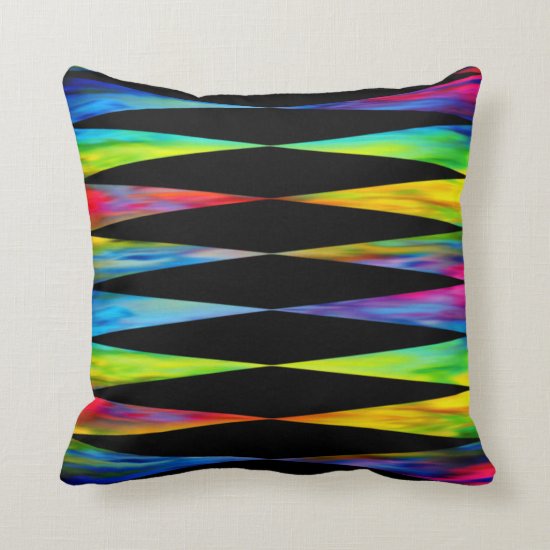[Rainbow Fiesta] Bright Harlequin Geometric Throw Pillow