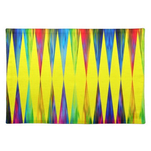 Rainbow Fiesta Harlequin Geometric Bright Yellow Cloth Placemat