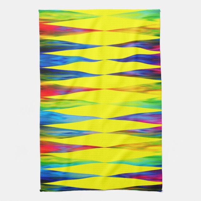 [Rainbow Fiesta] Harlequin Geometric Bright Yellow Towel (Vertical)