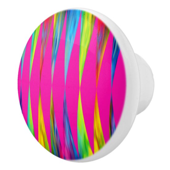 [Rainbow Fiesta] Harlequin Geometric Hot Pink Ceramic Knob