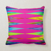 [Rainbow Fiesta] Harlequin Geometric Hot Pink Throw Pillow