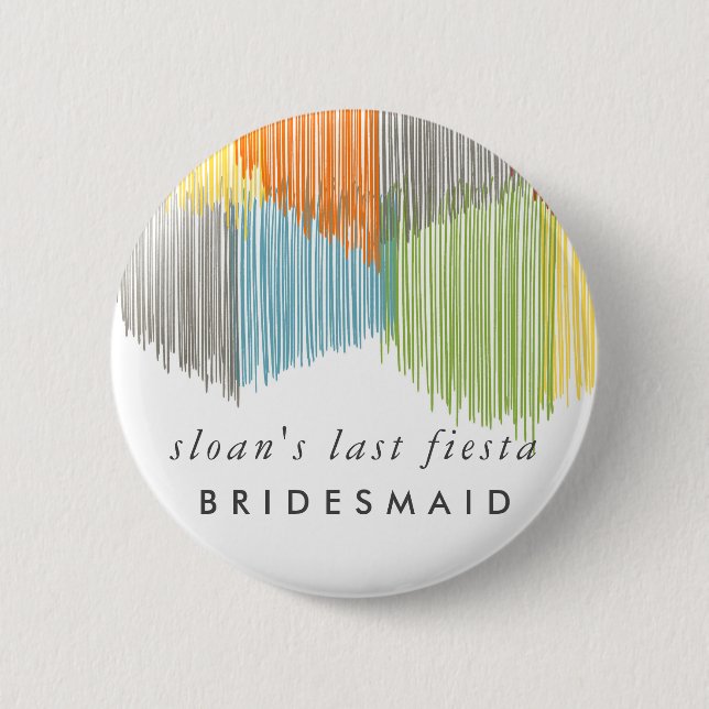 Rainbow Fiesta Modern Fringe Bride Bridesmaid Button (Front)
