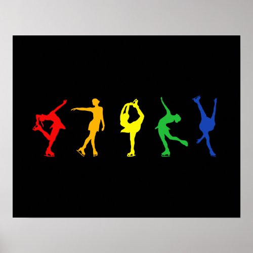 Rainbow Figure Skaters Poster