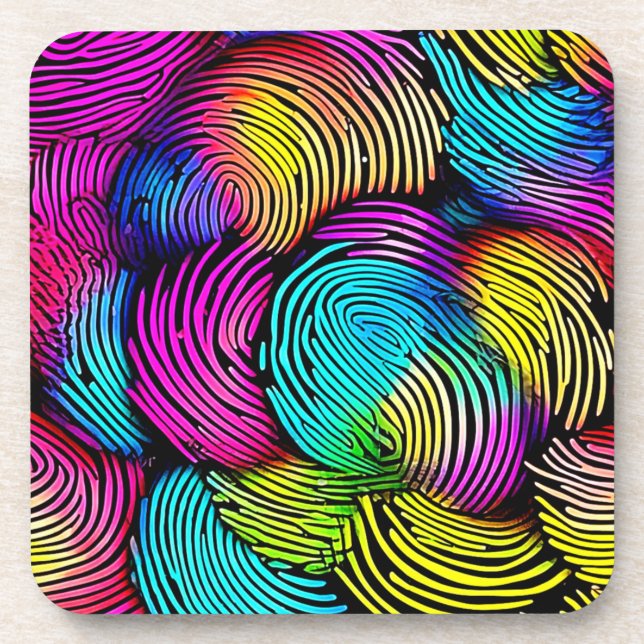 Rainbow Fingerprint Dreams Beverage Coaster (Front)