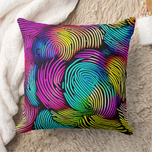 Rainbow Fingerprint Dreams Throw Pillow