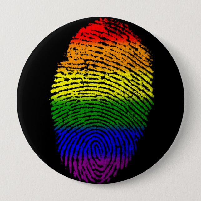 Rainbow Fingerprint LGBT Pride pin button (Front)