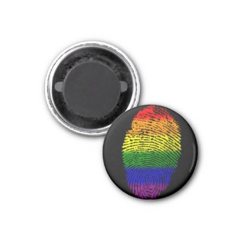 Rainbow Fingerprint Lgbt Pride Pin Button Magnet by FROdominatrix at Zazzle
