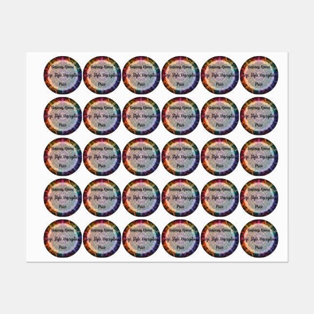 Rainbow Fire Abstract Art Design Labels (Sheet)