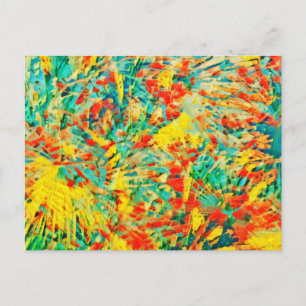 Rainbow Fireworks Celebration Art Abstract Holiday Postcard