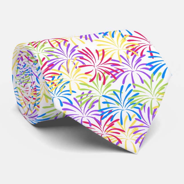 Rainbow Fireworks Splash Neck Tie (Rolled)