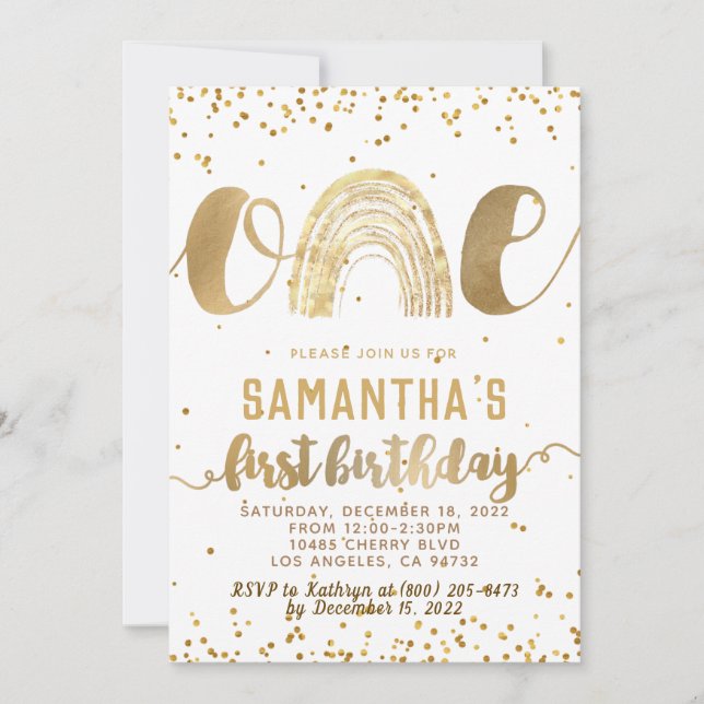 Rainbow First Birthday Invitation (Front)