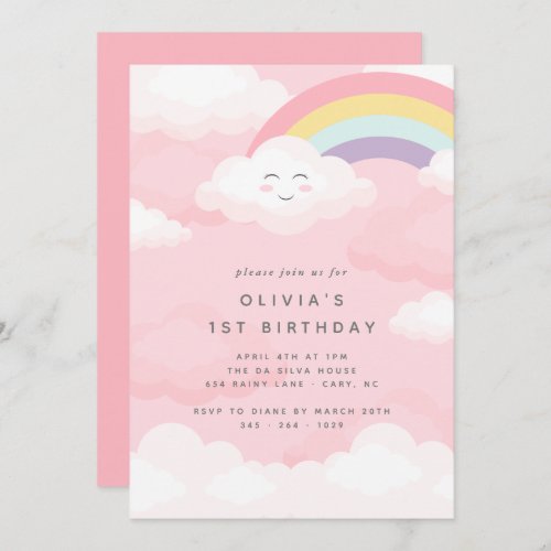 Rainbow First Birthday Invitation