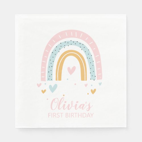 Rainbow First Birthday napkins