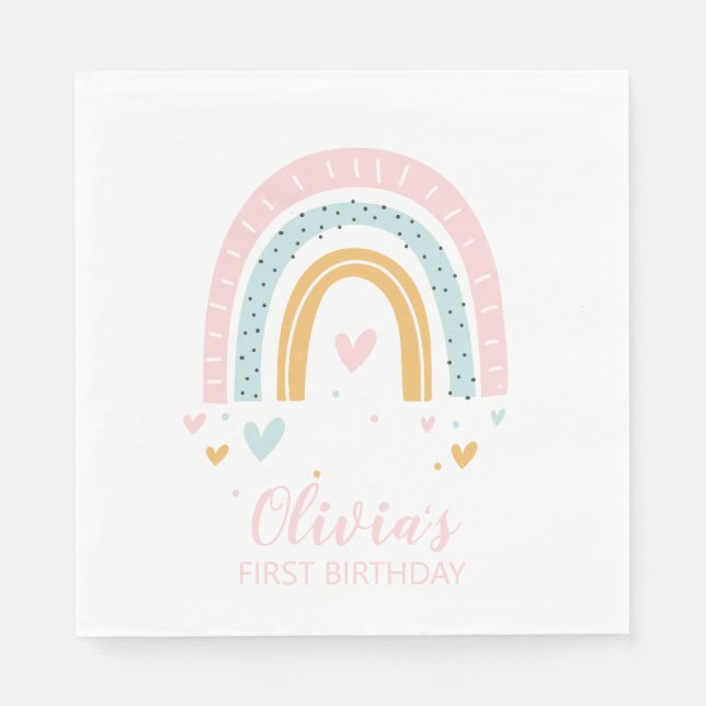 Rainbow First Birthday napkins (Front)