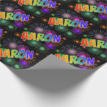 [ Thumbnail: Rainbow First Name "Aaron" + Fireworks Wrapping Paper ]