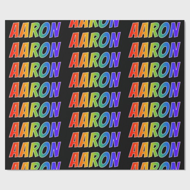 Rainbow First Name "AARON"; Fun & Colorful Wrapping Paper (Flat)