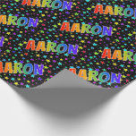 [ Thumbnail: Rainbow First Name "Aaron" + Stars Wrapping Paper ]