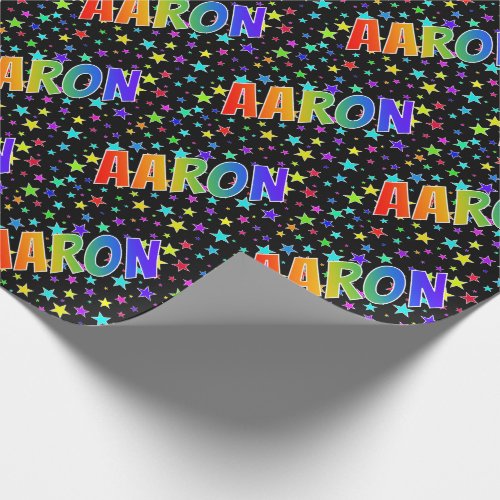 Rainbow First Name AARON  Stars Wrapping Paper