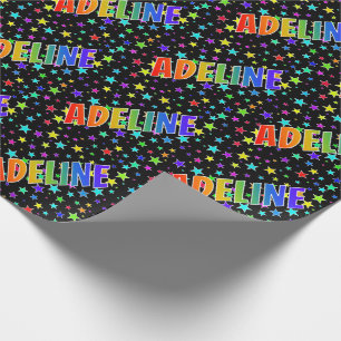 Rainbow First Name "ADELINE" + Stars Wrapping Paper