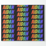 [ Thumbnail: Rainbow First Name "Aidan"; Fun & Colorful Wrapping Paper ]