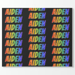 [ Thumbnail: Rainbow First Name "Aiden"; Fun & Colorful Wrapping Paper ]