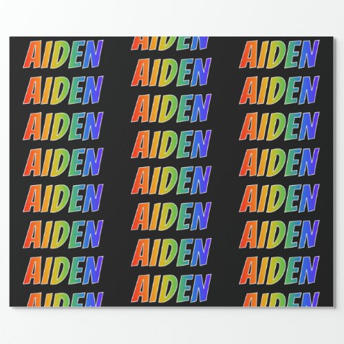 Rainbow First Name AIDEN Fun  Colorful Wrapping Paper