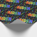 [ Thumbnail: Rainbow First Name "Aiden" + Stars Wrapping Paper ]