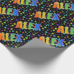[ Thumbnail: Rainbow First Name "Alex" + Stars Wrapping Paper ]