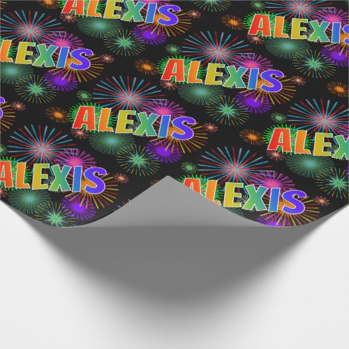 Rainbow First Name ALEXIS  Fireworks Wrapping Paper