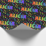 [ Thumbnail: Rainbow First Name "Alicia" + Stars Wrapping Paper ]