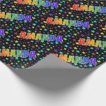 [ Thumbnail: Rainbow First Name "Amanda" + Stars Wrapping Paper ]