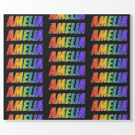 [ Thumbnail: Rainbow First Name "Amelia"; Fun & Colorful Wrapping Paper ]