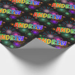 [ Thumbnail: Rainbow First Name "Andrew" + Fireworks Wrapping Paper ]
